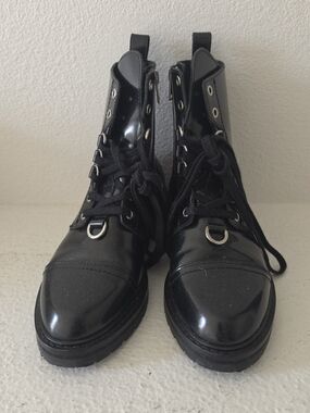 Allsaints Black Leather Lace Up Combat Boots- Size 6
